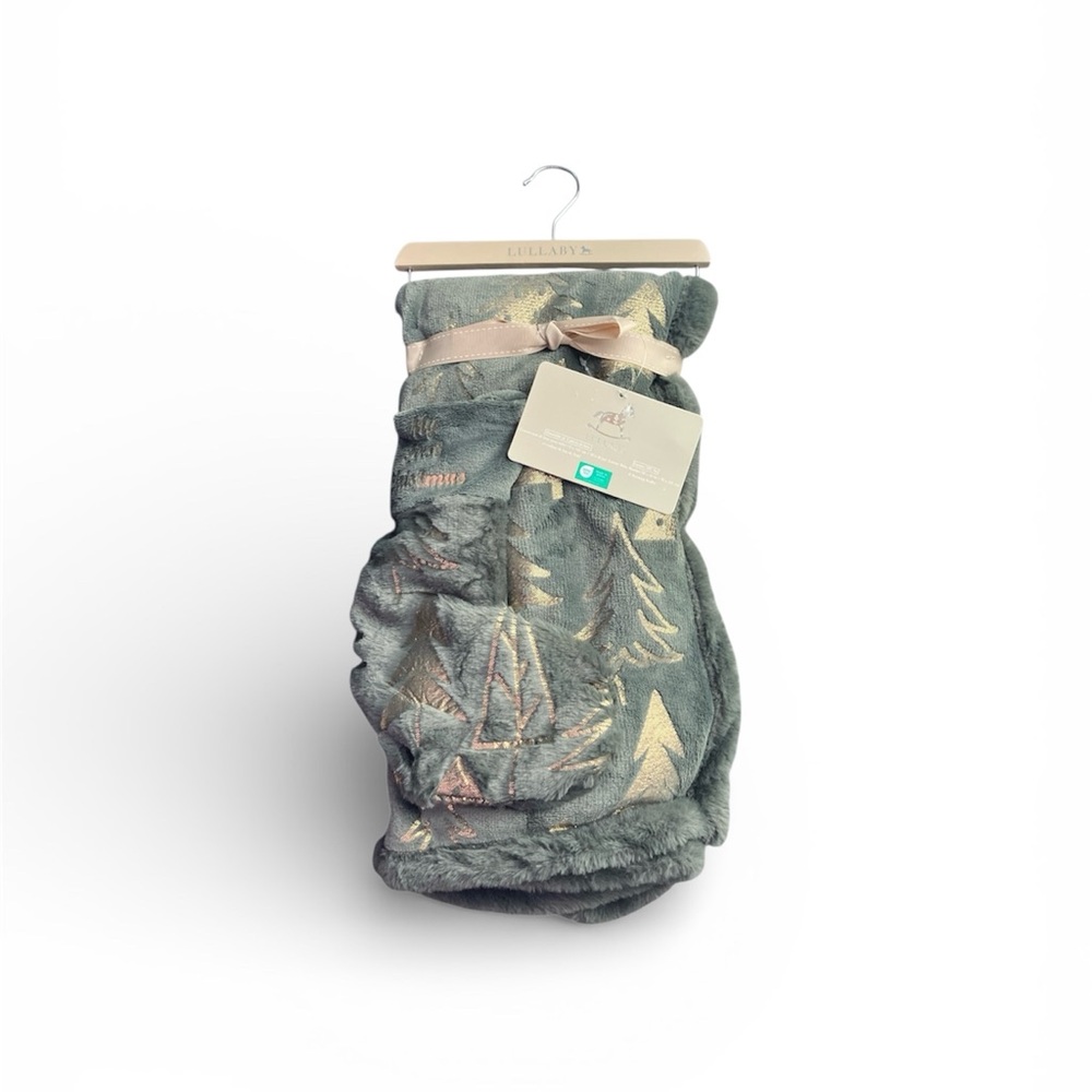 NEW Lullaby Green & Gold Christmas Blanket & My First Christmas Stocking Luxury